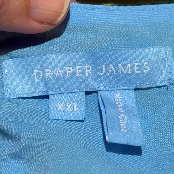 Draper James  Women Linen Midi Dress Blue Monstera XXL Babydoll Square Neck Y2K - Picture 6 of 12